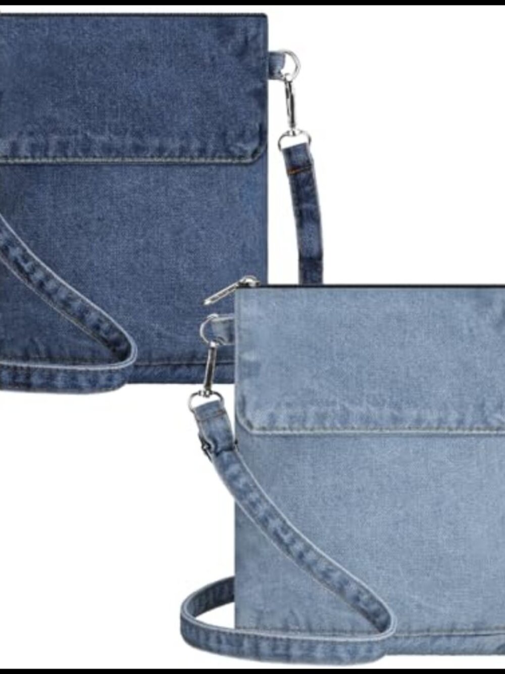 Denim Crossbody Bags Set of 2 Washed Jean Purses Adjustable Strap